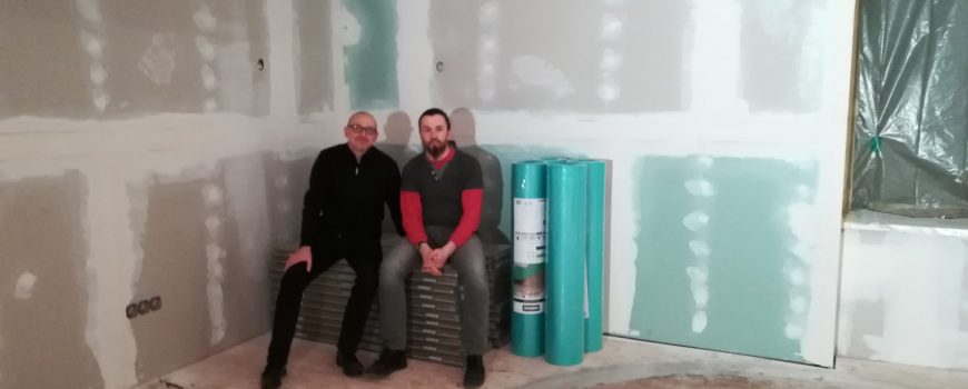 IMG_20180112_183926 Richard Steinmetz und Gerhard Niederleuthner in der Baustelle neues HOSI-Lokal
