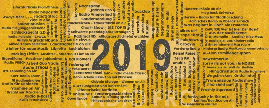 Radio FRO Sendungen 2019 Grafik: Tina Weinberger