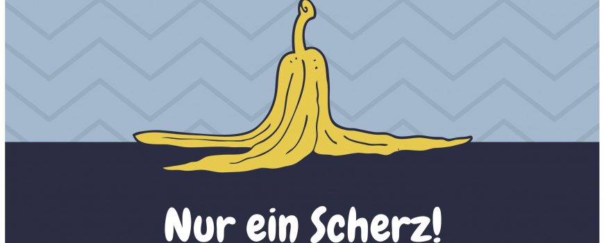 Blau Gelb Bananenschale Aprilscherzkarte