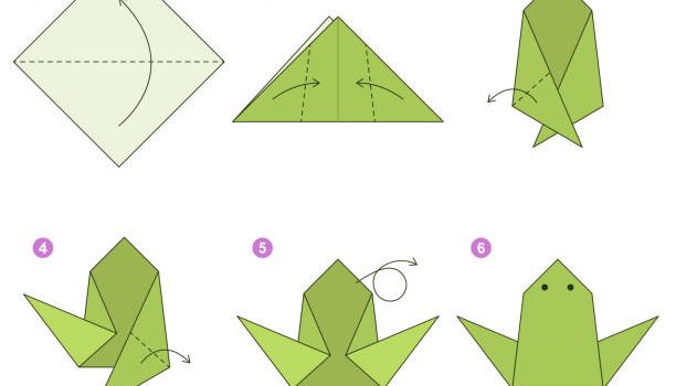 istockphoto-1433211919-612x612 Frog origami scheme tutorial moving model. Origami for kids. Step by step how to make a cute origami frog. Vector illustration.