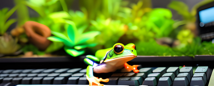 Der-fruehe-FROsch-mit-Tastatur