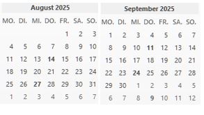 Eventkalender August - September 2025 Eventkalender August / September 2025