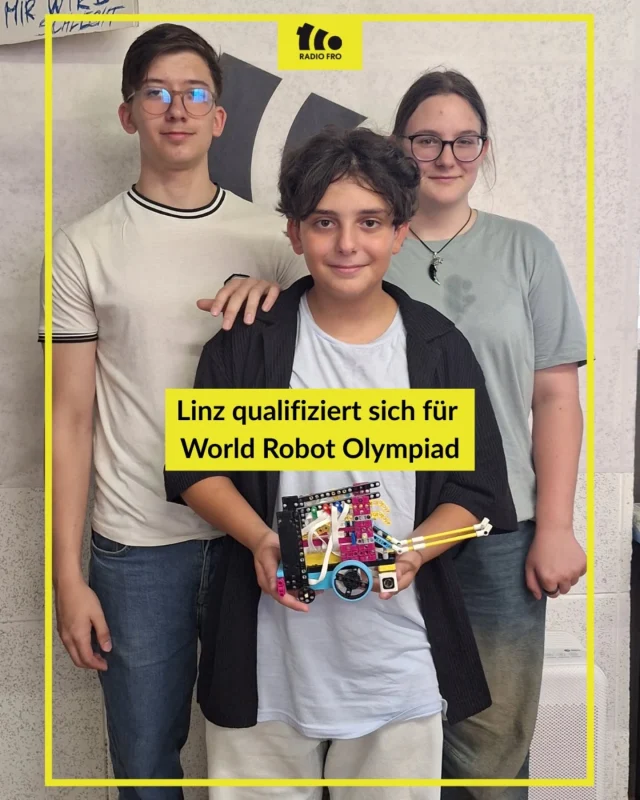 🤖🏆 Linzer Robotik-Talente auf dem Weg nach Singapur!

Ilko, Umut & Sarah von der TNMS 3 Stelzhamerschule haben sich für das Weltfinale der World Robot Olympiad qualifiziert – mit einem selbstgebauten Lego-Roboter. Wie sie's geschafft haben, was sie antreibt und wie sie sich vorbereiten, hört ihr heute um 18:00 im FROzine auf Radio FRO!

📻 Einschalten lohnt sich!

#robotik #linz #wro #singapur #WorldRobotOlympiad #radiofro #frozine #ZukunftBauen #offen #kritisch #frei